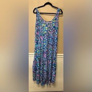 Lilly Pulitzer Glow and Flow Camellia Swim sheer Coverup size Medium Blue Pink